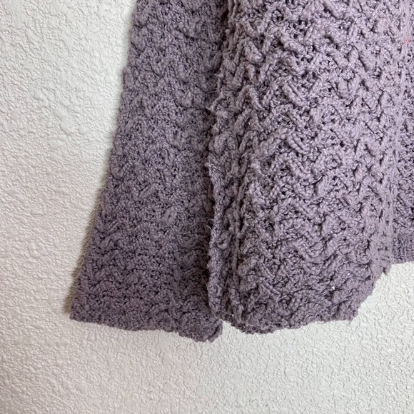 Free People Wavy Knit Oversized Sweater Womens XS Lavender Flared Sleeve Boxy - Picture 6 of 9